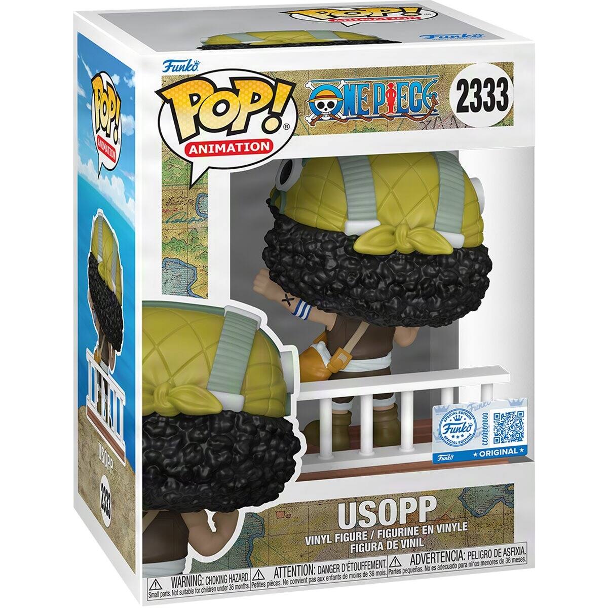 Funko POP! ANIMATION  
ONE PIECE  
2333  

USOPP  
VINYL FIGURE / FIGURINE EN VINYLE / FIGURA DE VINIL  

WARNING: CHOKING HAZARD - ATTENTION: DANGER D'ÉTOUFFEMENT - ADVERTENCIA: PELIGRO DE ASFIXIA  
Small parts. Not suitable for children under 36 months. - Petites pièces. Ne convient pas aux enfants de moins de 36 mois.
