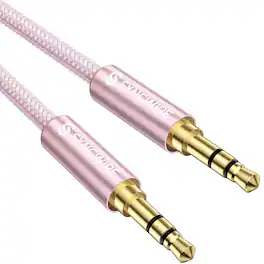 Syncwire - 3.5mm Nylon Braided Aux Cable (3.3ft/1m, Hi-Fi Sound), Audio Auxiliary Input Adapter Male to Male Cord - Pink