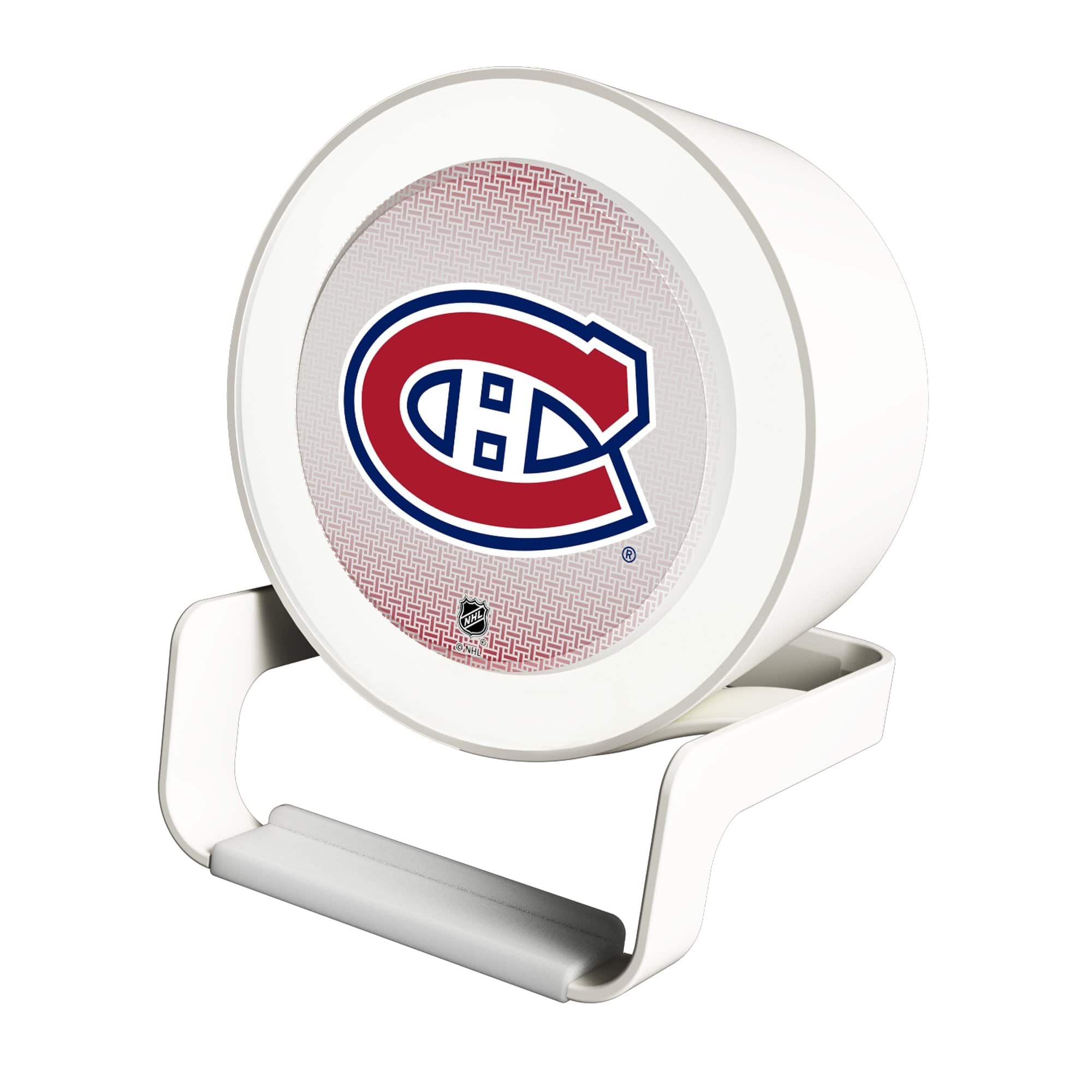 Front. Keyscaper - Montreal Canadiens Linen Print Nightlight Charger & Bluetooth Speaker - White.