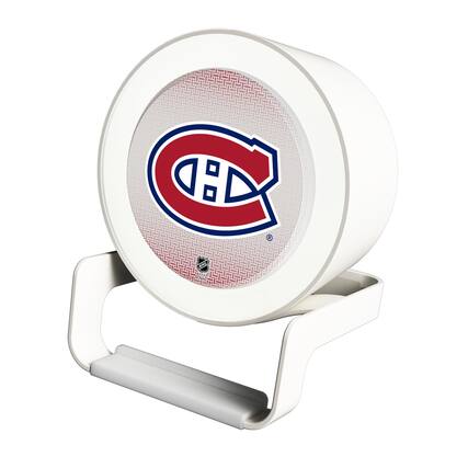 Front. Keyscaper - Montreal Canadiens Linen Print Nightlight Charger & Bluetooth Speaker - White.