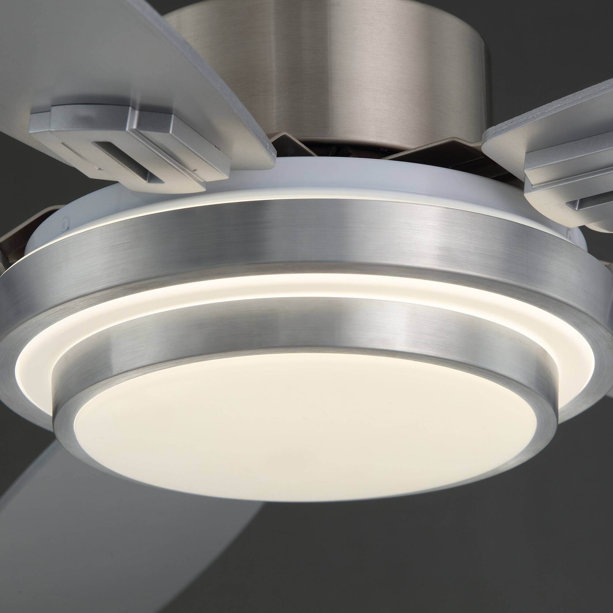 Alt View 6. Siljoy - 52-in Nickel Ceiling Fan with Nickel or Oak Color Blades Ceiling Fan With Light-Remote Included - Nickel.