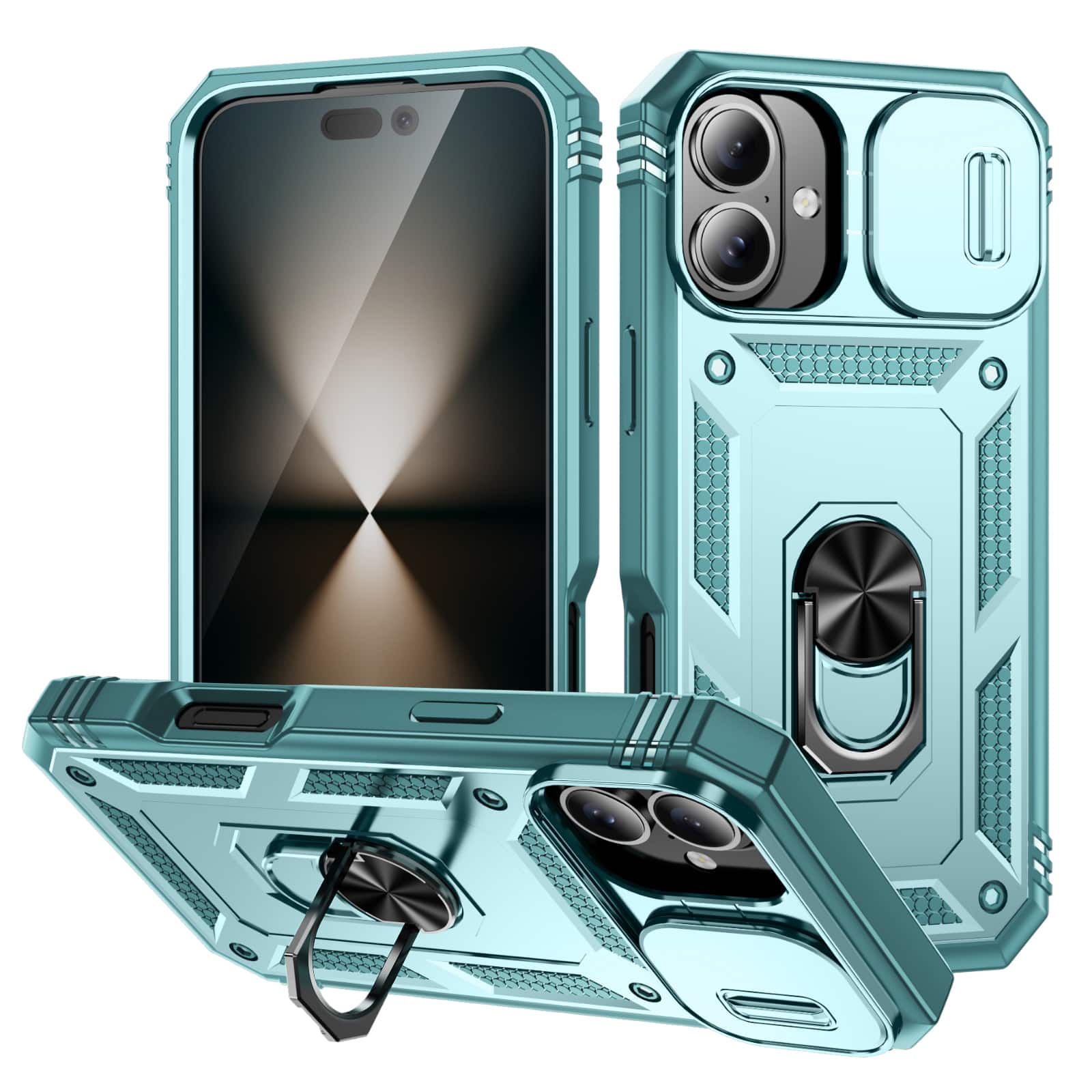 Dteck - Magnetic Case For Apple iPhone 17 with Slide Camera Protection Ring Kickstand PC TPU Rugged Cover - Green price history on PriceWatchPro
