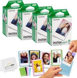Fujifilm - Instax Mini Films + Colored Magnet Photo Frames + Quality Photo Microfiber Cloth