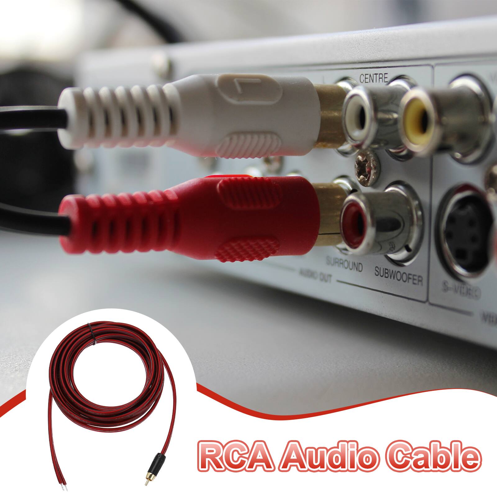 CENTRE SURROUND SUBWOOFER S-VIDEO RCA Audio Cable