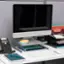 Alt View 11. Mind Reader - Monitor Stand, Ventilated Laptop Riser, Desktop Organizer, Metal, 14.5"L x 11.25"W x 4.25"H, Set of 2 - Silver.