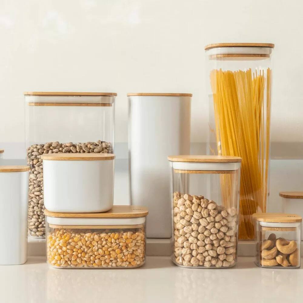 Alt View 1. OU - OU Airtight Food Storage Container 9.7cup with Leak Proof Bamboo Lid, Plastic Food Storage Container.