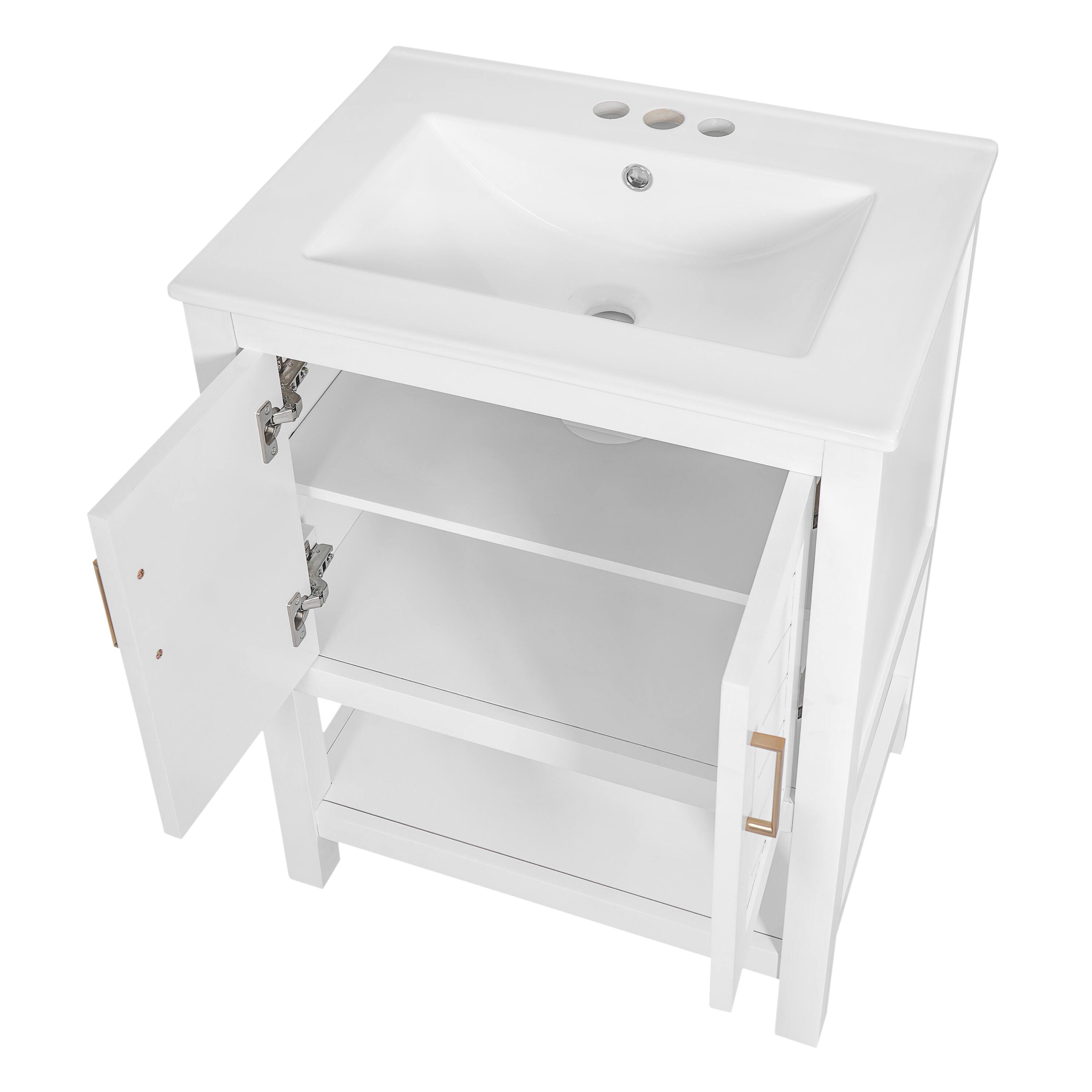 Alt View 1. Whisen - 24" Modern Bathroom Vanity Cabinet with Sink Adjustable Shelf and Soft-Close Hinges Storage - White.