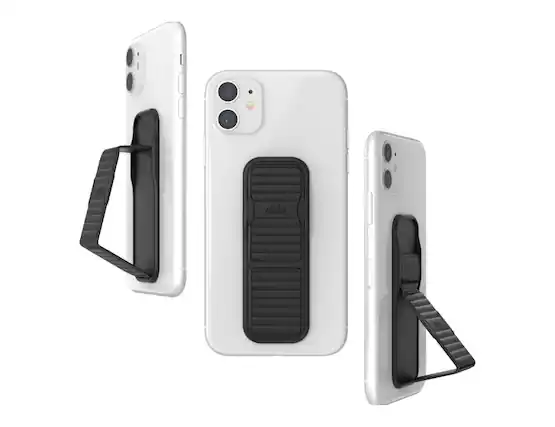 Front. CLCKR - Clckr Stand & Grip Pebbled Line Phone Grip | Color: Black - Black.