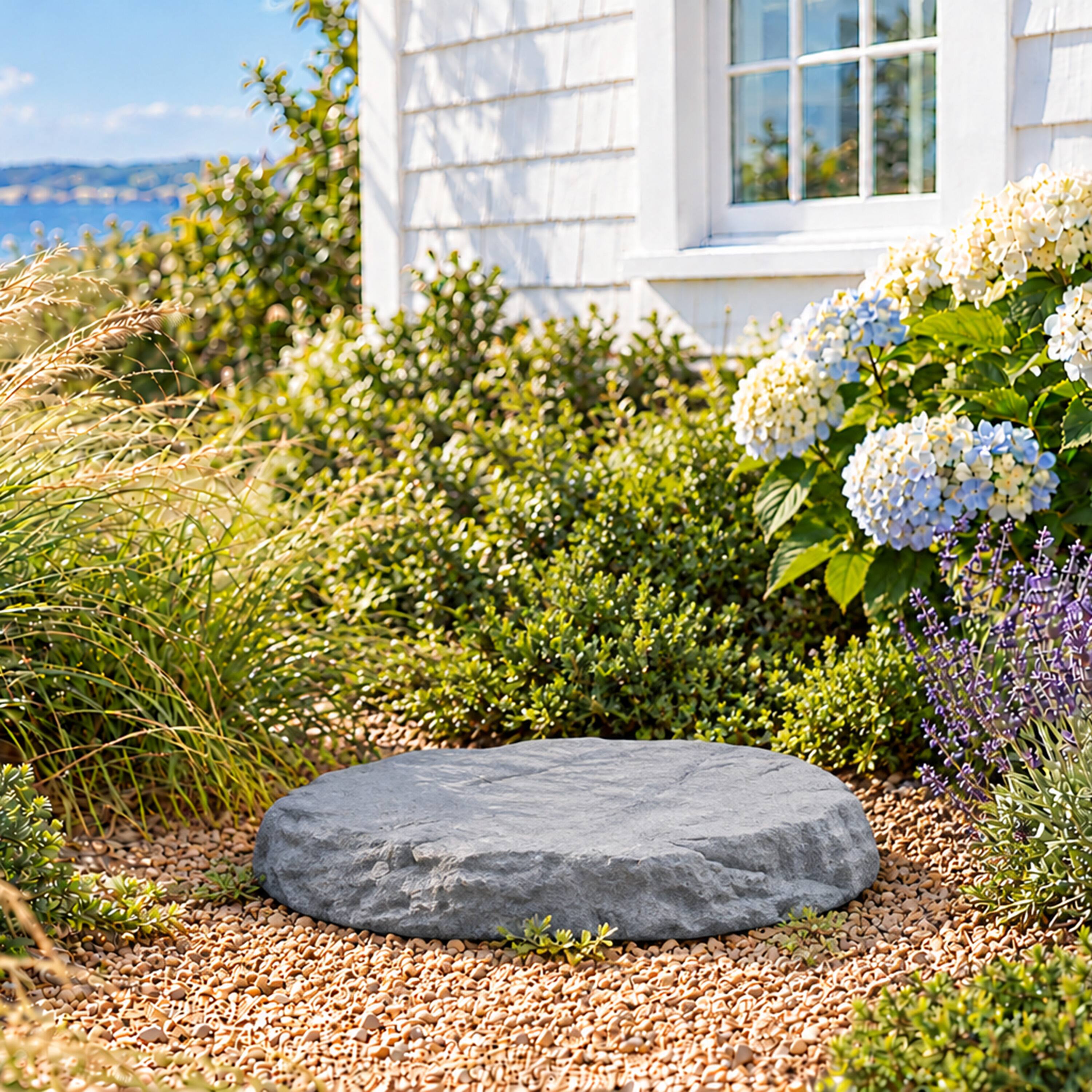 Alt View 10. Sunnydaze - Set of 2 Flat Artificial Landscape Rocks with Stakes - Gray.