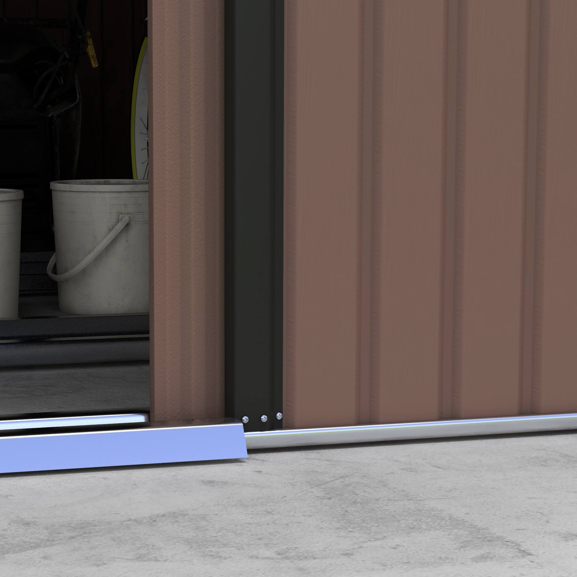 Alt View 8. Outsunny - 11' x 13' Outdoor Storage Shed, Garden Tool Metal Shed with Foundation Kit, Double Lockable Door.