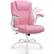Front. KERDOM - Small Ergonomic Office Chair, PU Leather Computer Desk Chair w Lumbar Support, 360° Swivel & Adjustable Armrests - Pink.
