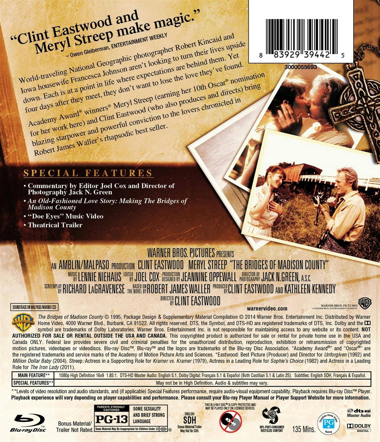 Back. The Bridges of Madison County [Blu-ray].