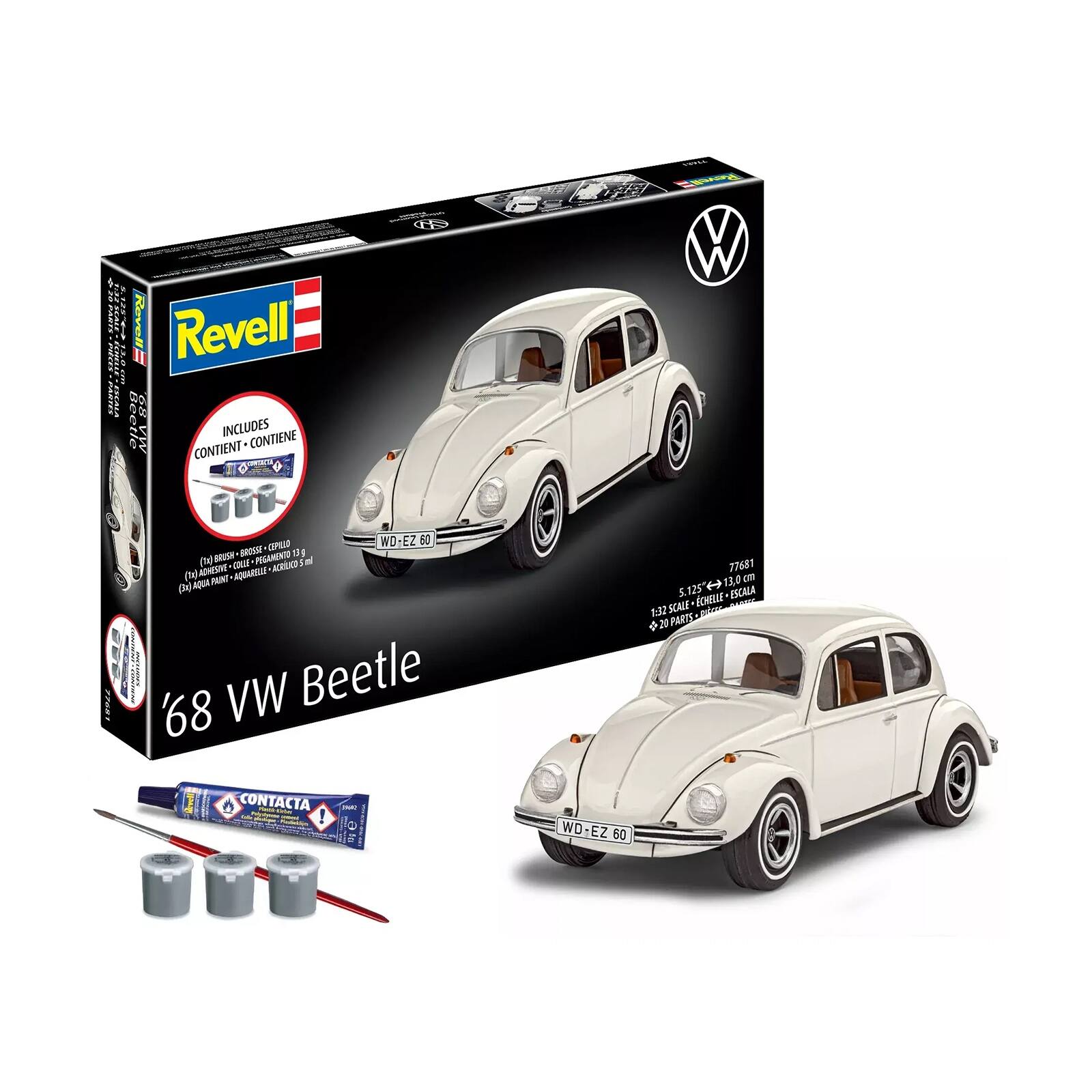 Revell ESCALA Beetle MA 80 INCLUDES CONTIENT CONTIENE WD-EZ 60 (1x) BRUSH -BROSSE-CEPILLO POGAMENTO 15g ml ADRESIVE COLLE ACRILICO (4/ PAINT AQUARELLE (A) AQUA '68 VW Beetle

Revell W 77681 13,0 cm 5.125 ( ESCALA SCALE CHELLE 1:32 & 20 PARTS

CONTACTA FactivErber SAME ! 13g

WD-EZ 6 60