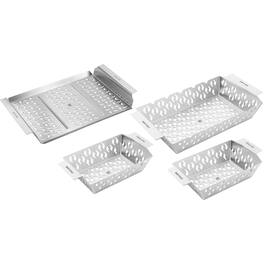 ZWILLING - BBQ+ 4-pc Grill Basket Set, 2 Small Grill Baskets, 1 Medium Basket, 1 Grill Topper, Stainless-Steel, Nestable - Stainless Steel