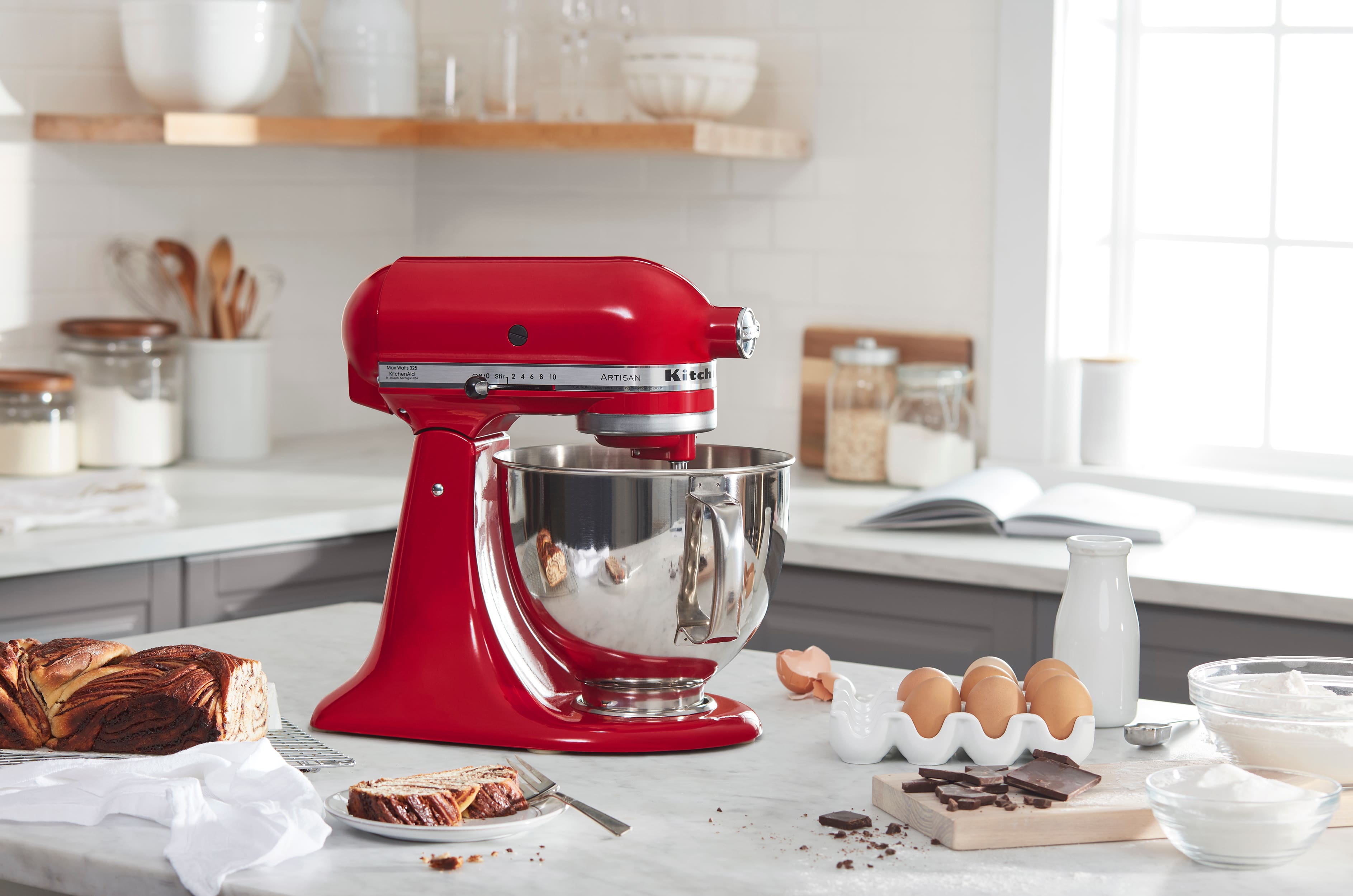 Alt View 11. KitchenAid - Artisan Series 5 Quart Tilt-Head Stand Mixer - KSM150PSER - Empire Red.
