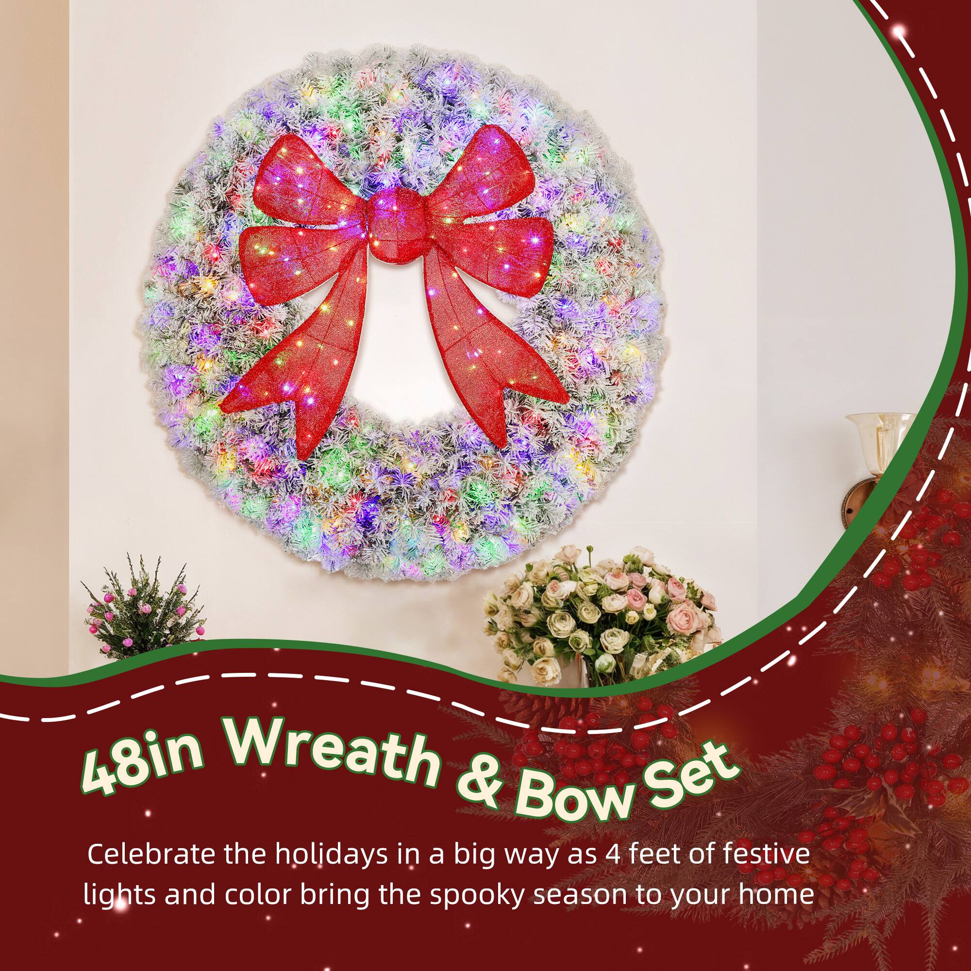 48in Wreath & Bow Set

Celebrate the holidays in a big way as 4 feet of festive lights and color bring the spooky season to your home