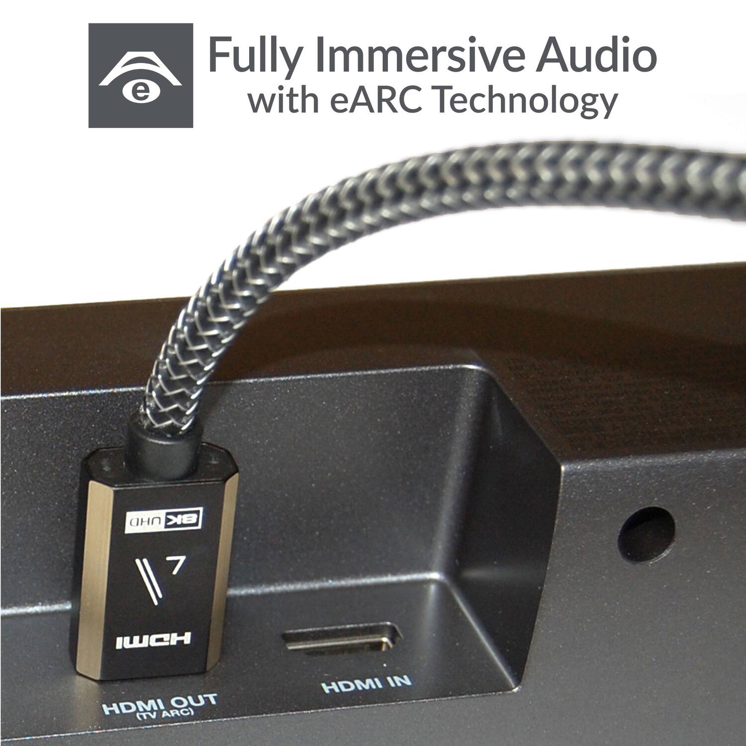 Fully Immersive Audio with eARC Technology

HDMI OUT (TV ARC)
HDMI IN
