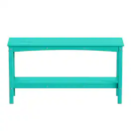 WestinTrends - Malibu 55" Outdoor Patio HDPE Adirondack 2-Tier Shelf Console Table - Turquoise
