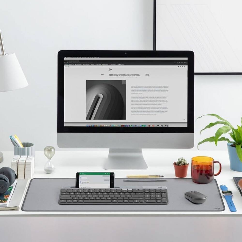 Angle. RTMB - K585 Slim Wireless Keyboard, Multi-Device, Bluetooth/USB, Graphite - black.