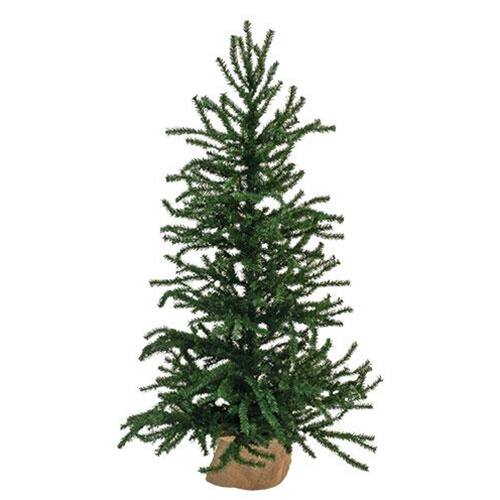 Front. BreeBe - Pine Tree w/Burlap Base - 4 Ft H - Green.