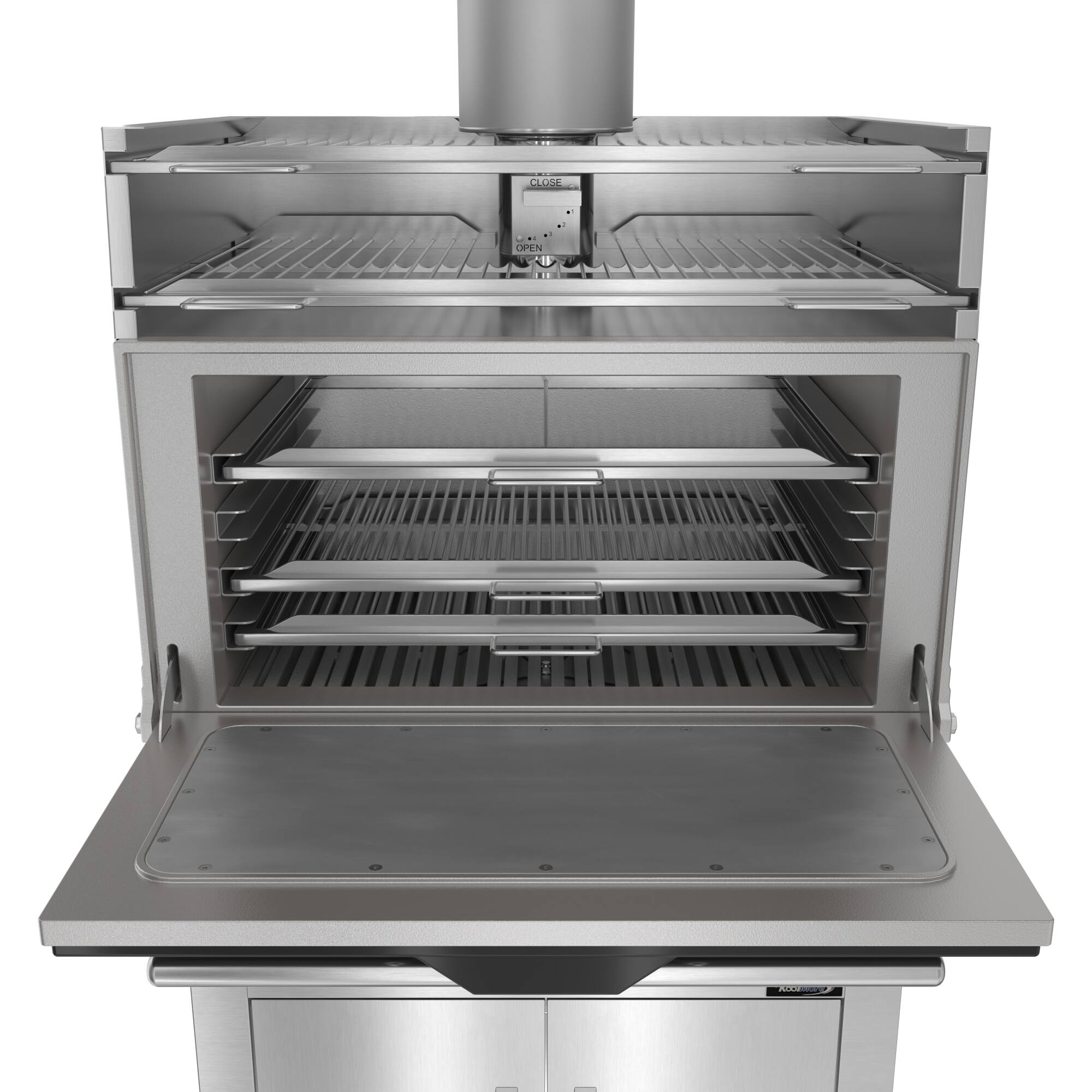 Alt View 4. Koolmore - 35 inch Stainless Steel Professional Charcoal Oven With Warming Racks And Bottom Cabinet - Stainless Steel/Black.