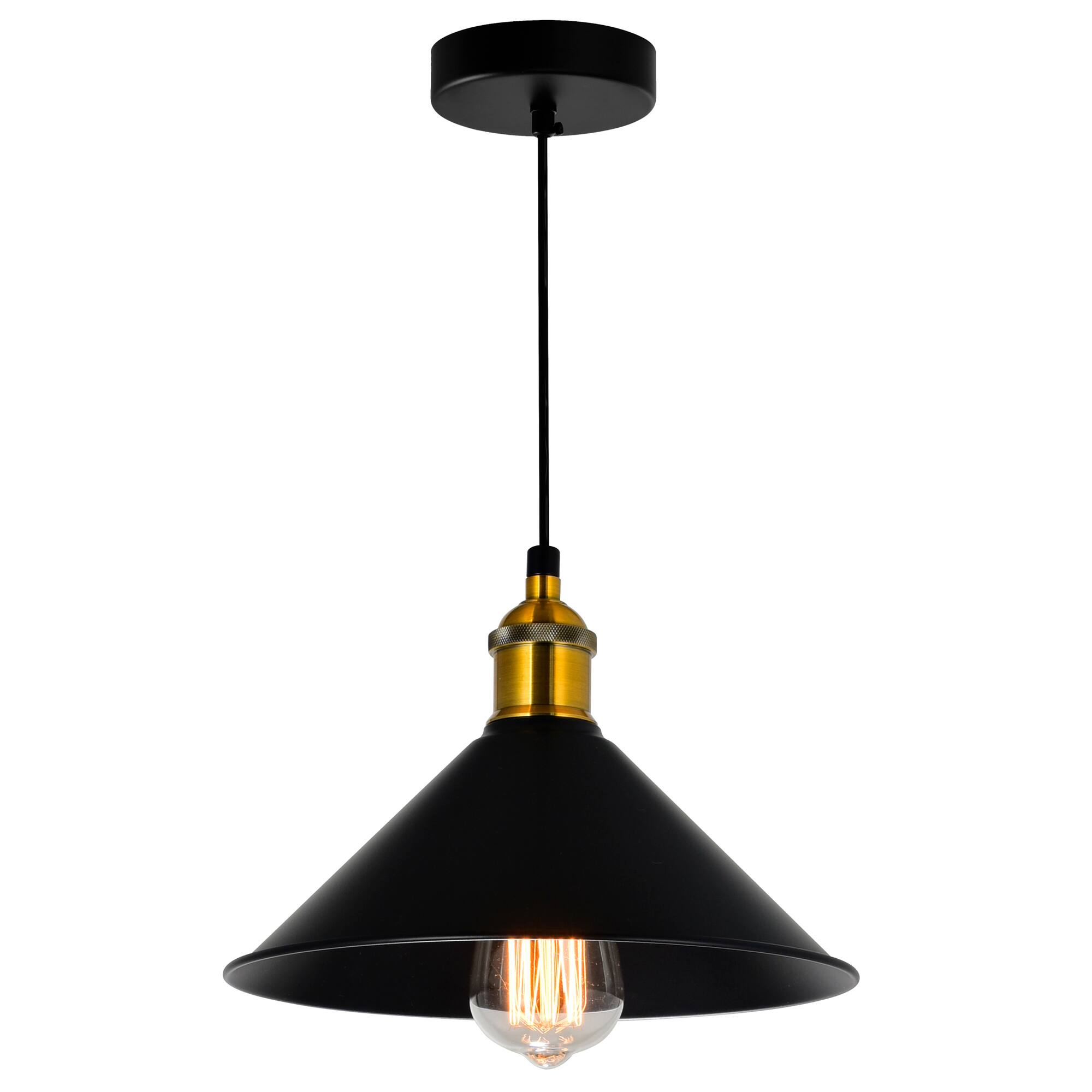 Angle. CWI Lighting - Brave 1 Light Down Mini Pendant With Black Finish - Black.