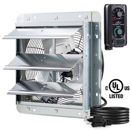 iLIVING - 12" Wall Mounted Shutter Exhaust Fan, Automatic Shutter, Thermostat, Variable Speed, 0.6A, 960 CFM, 1400 SQF - Silver
