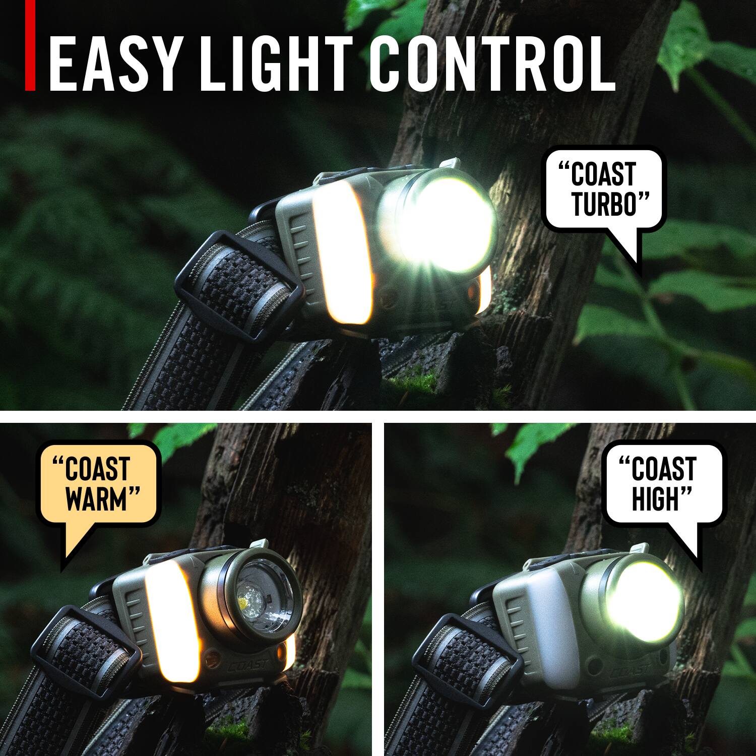 EASY LIGHT CONTROL  
"COAST TURBO"  
"COAST WARM"  
"COAST HIGH"