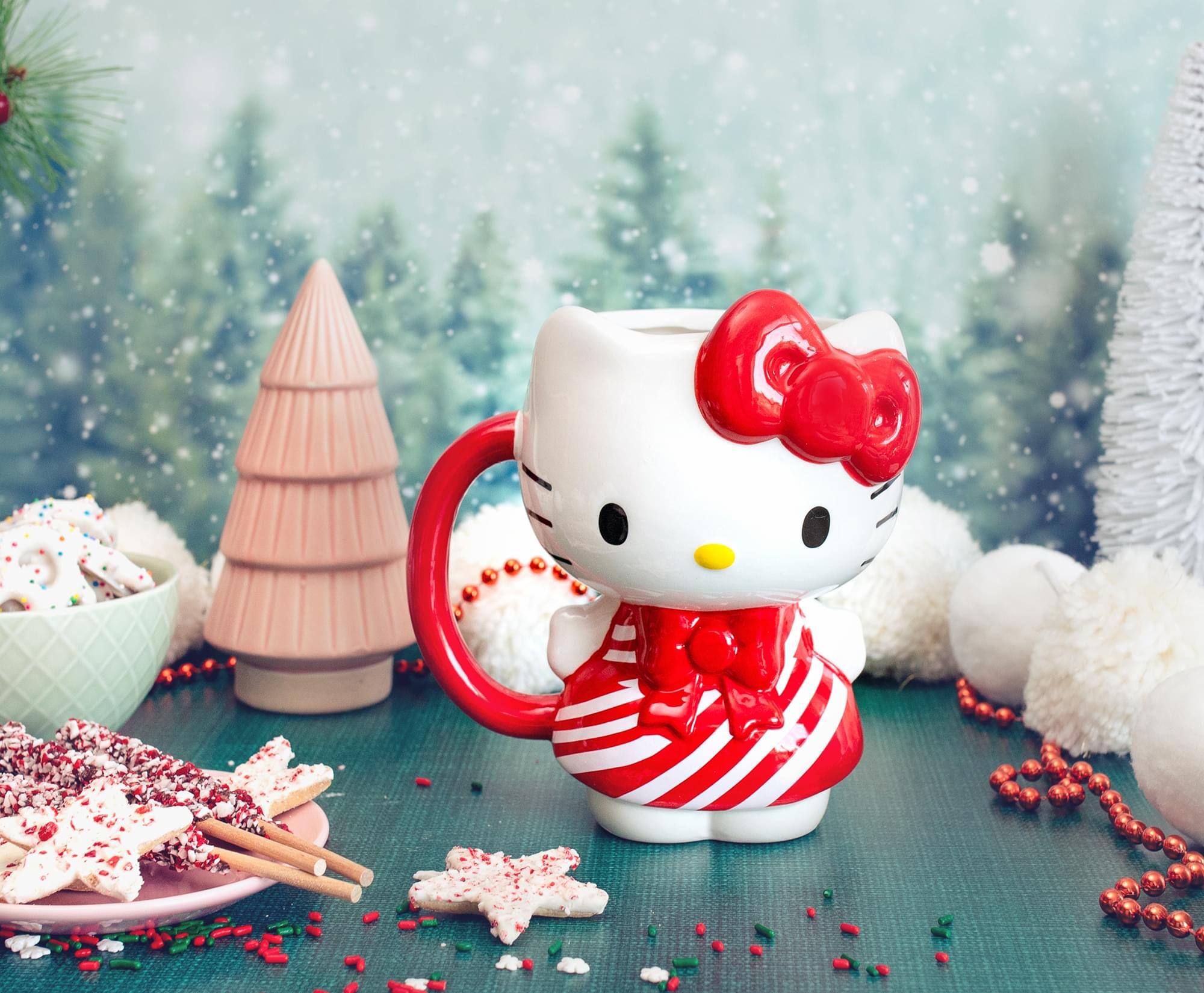 Alt View 10. Hello Kitty - Sanrio Hello Kitty Candy Cane Dress 3D Sculpted Ceramic Mug | Holds 20 Ounces - Red.