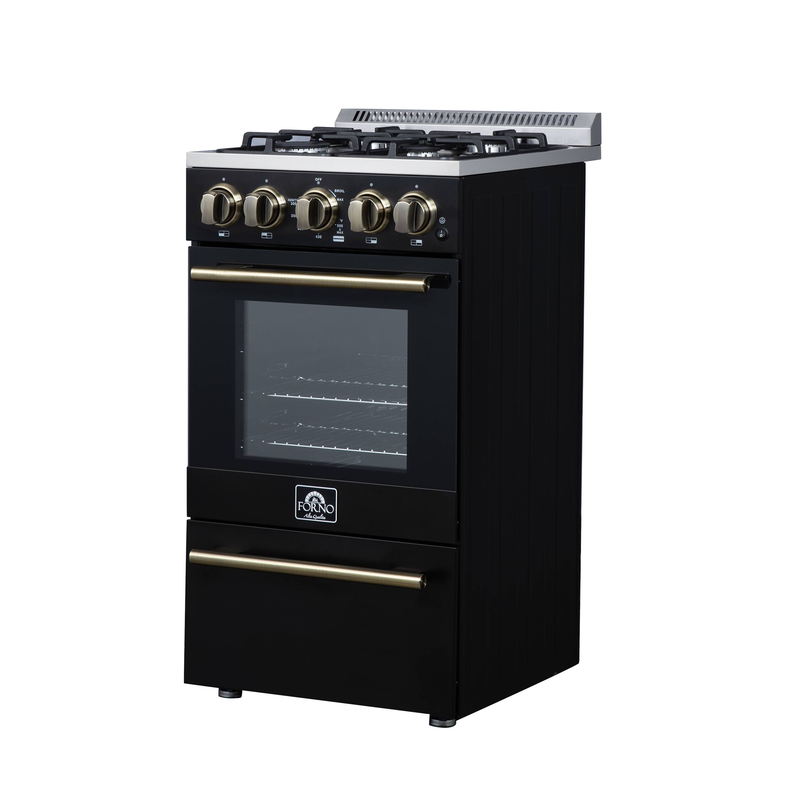 Angle. Forno Appliances - Lamazze 2.05 Cu. Ft. Freestanding Gas Range - Black.
