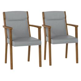 WELLFOR - Set of 2 Upholstered Wooden Accent Chairs with High Back and Soft Cushions - Gray