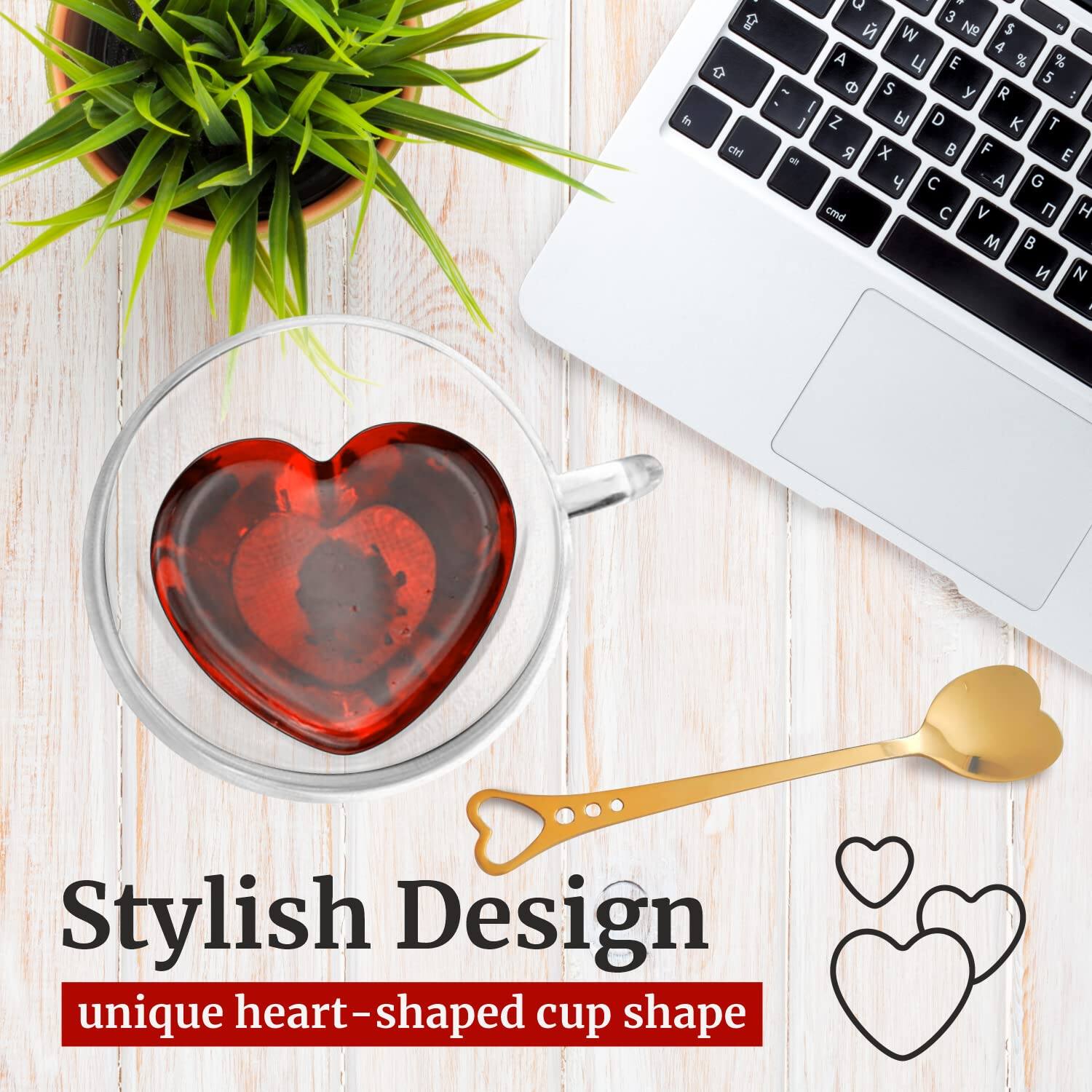 Stylish Design  
unique heart-shaped cup shape