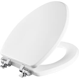 BEMIS - Mayfair Benton Elongated Enameled Wood Toilet Seat Seat Fastening System and WhisperClose Chrome Hinge - White