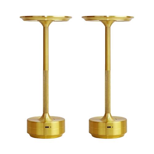 Front. ONEWISH - 2-Pack Gold Cordless LED Table Lamp – Portable Touch-Control Light, Rechargeable Holiday Gift for Friends & Family - Gold.