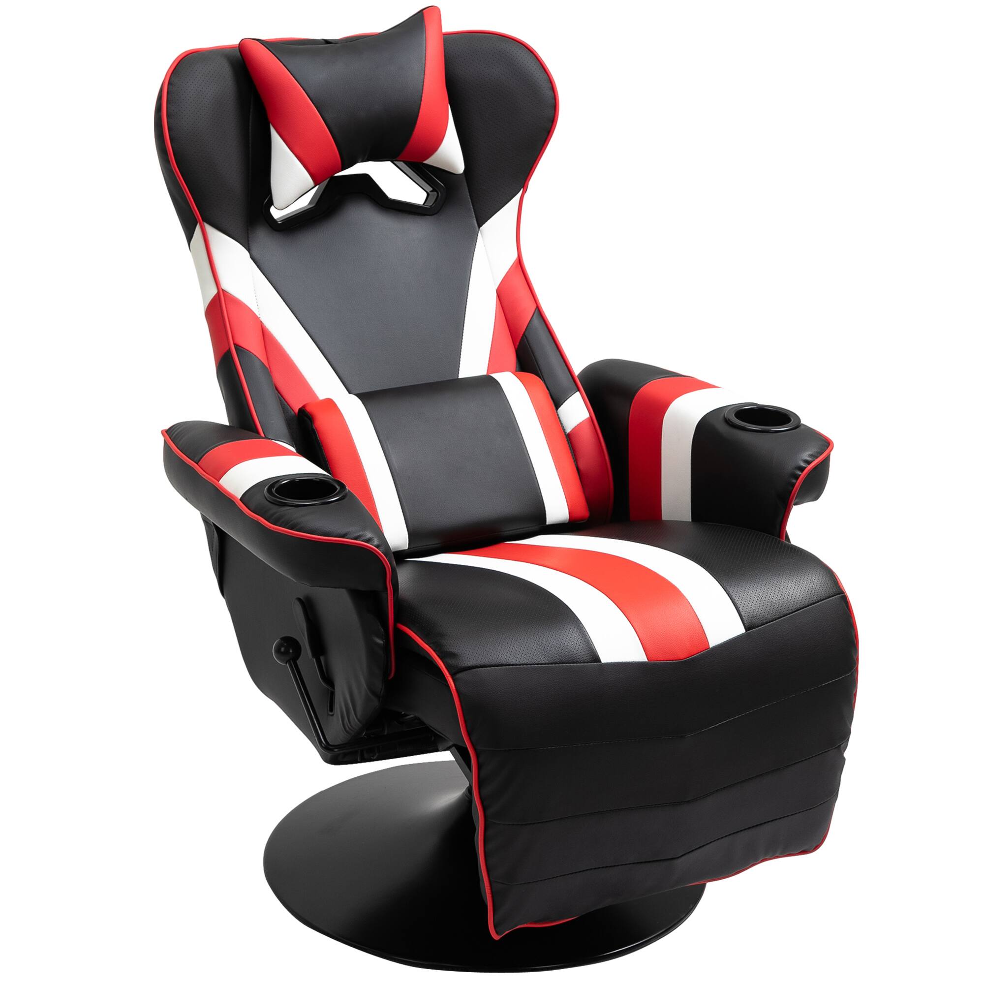 Front. Ecooso - Reclining Gaming Chair with Footrest, Lumbar Support, Cup Holder, Racing Style - Red & Black.