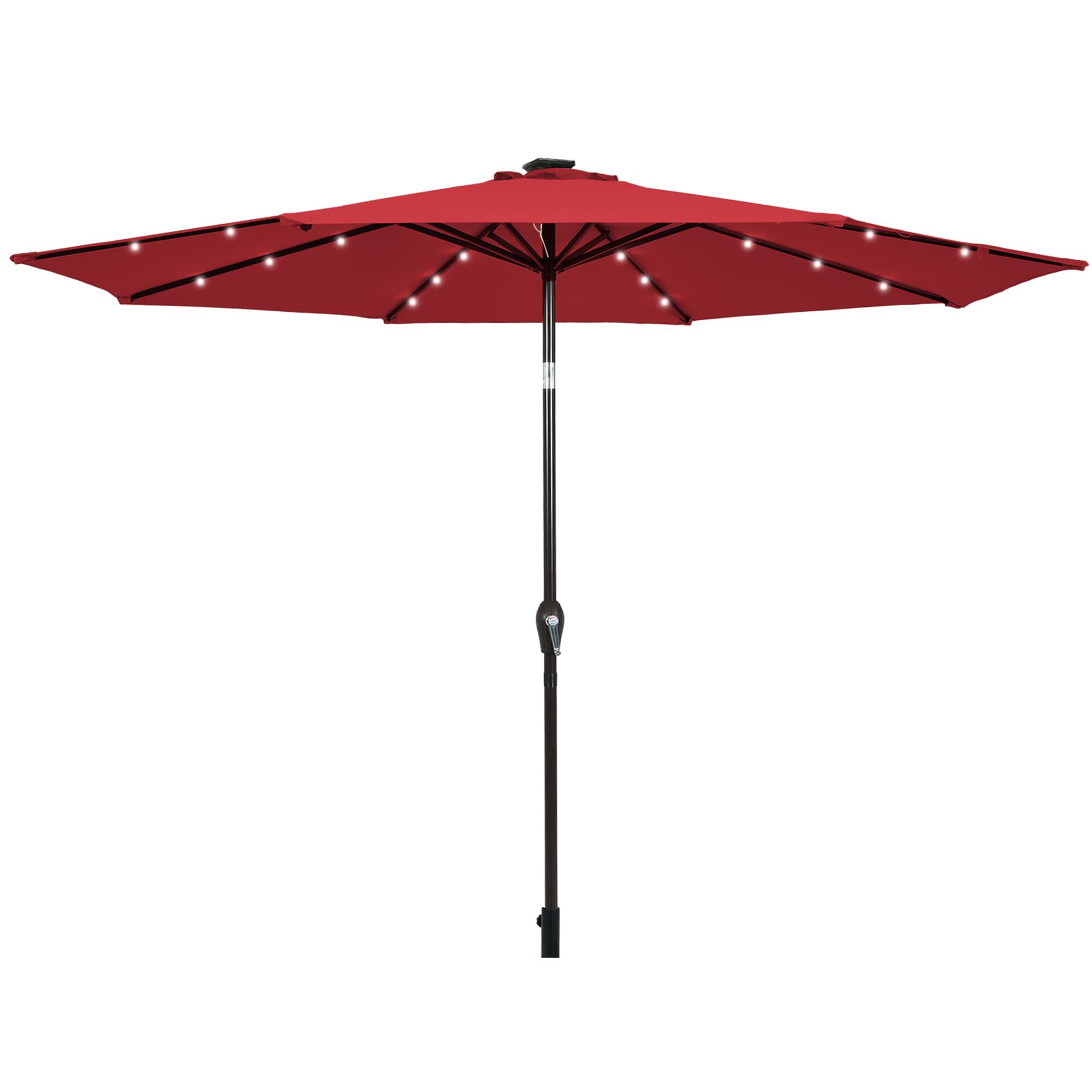 Alt View 4. Gymax - Gymax 10 ft Patio Table Market Umbrella Yard Outdoor w/ Solar LED Lights Burgundy - Burgundy.