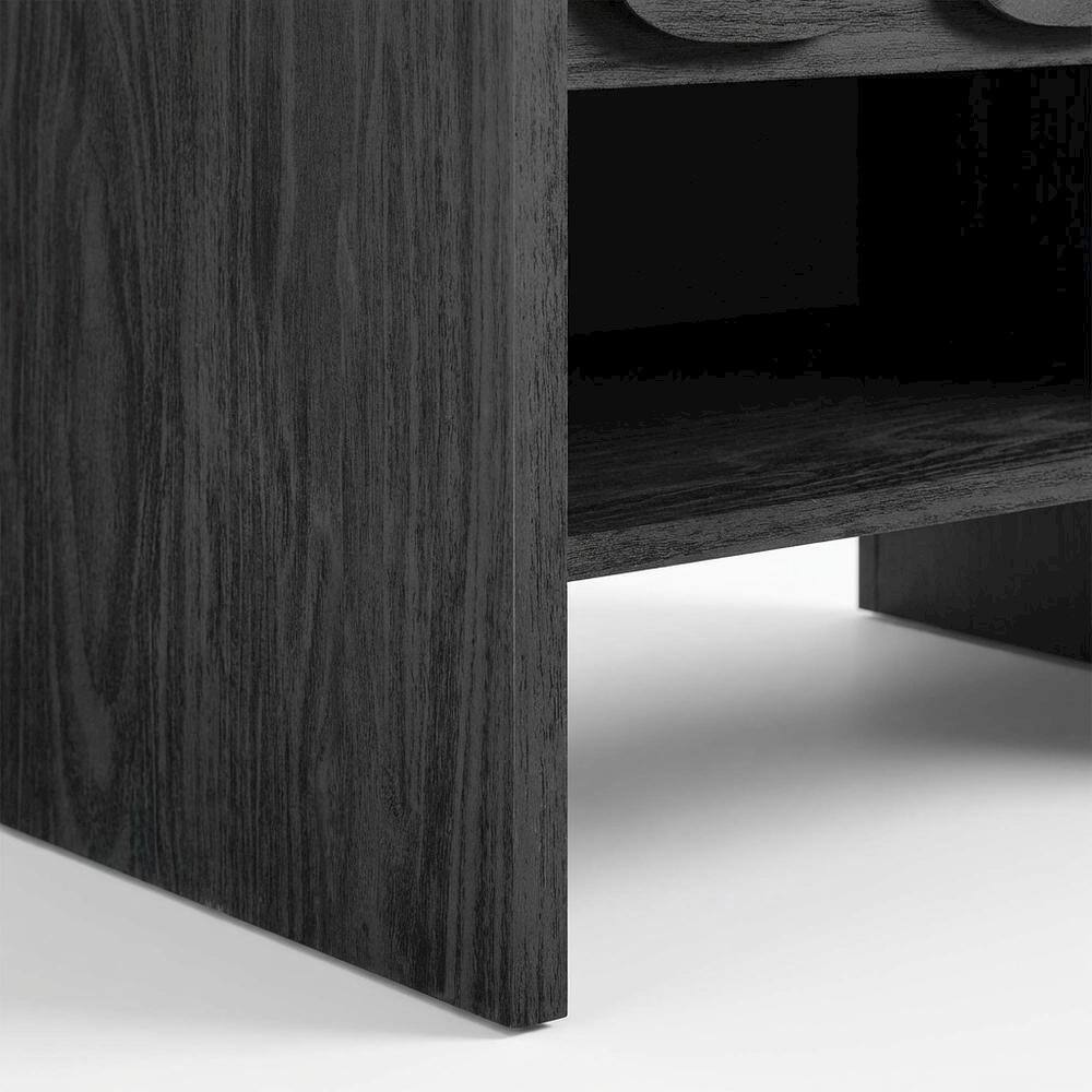 Alt View 1. FurniFact - Wooden Nightstand with Single Drawer and Modern Design - Black.