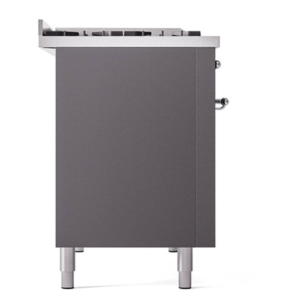 Alt View 10. ILVE - ILVE Nostalgie II 48 inch Dual Fuel Range with 8 Burners + Griddle (Liquid Propane, Graphite Matte, Chrome Trim) - Graphite Matte.