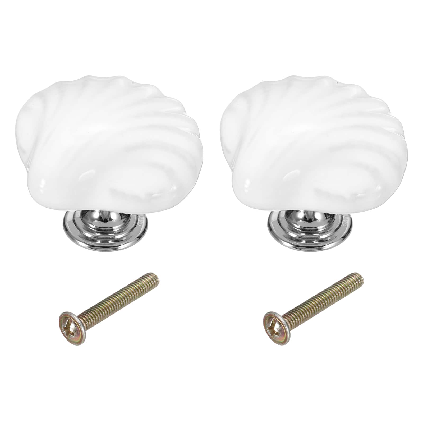 Unique Bargains - 2pcs Shell Ceramic Cabinet Knobs, Decorative Drawer Pulls w/ Screws for Cupboards - White price history on PriceWatchPro