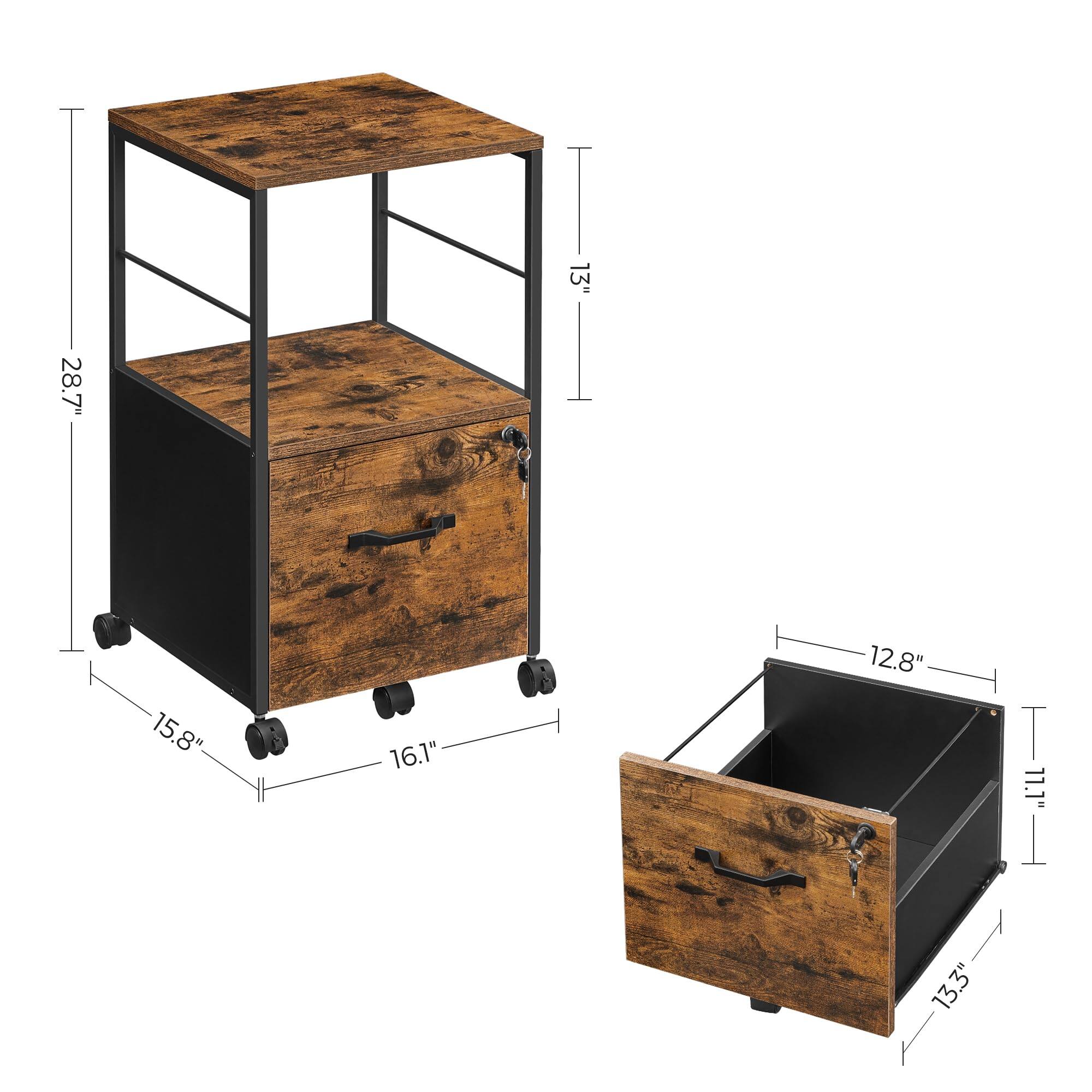 - Height: 28.7"
- Width: 16.1"
- Depth: 15.8"
- Drawer Height: 11.1"
- Drawer Width: 12.8"
- Drawer Depth: 13.3"