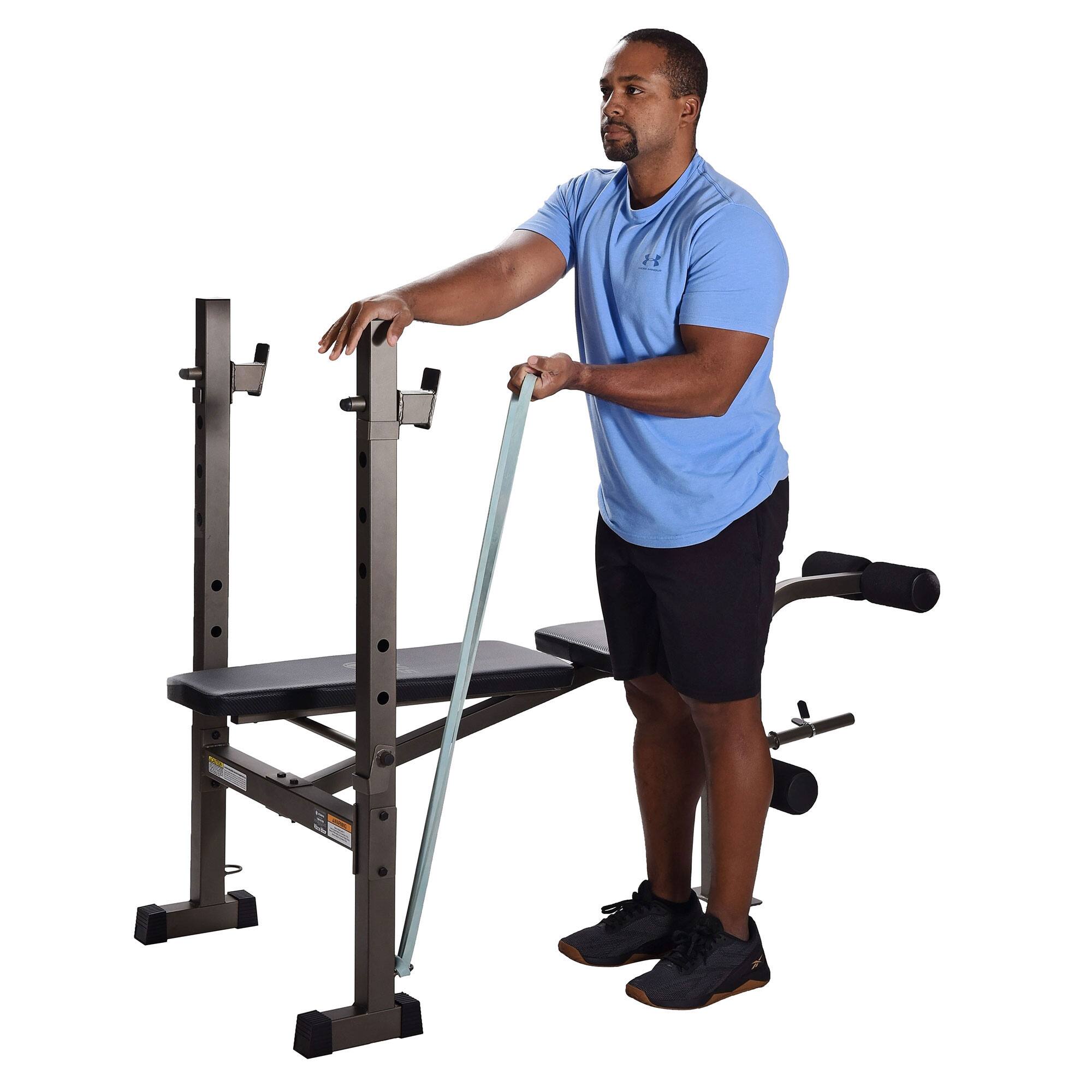 Alt View 8. Stamina Products - Stamina Adjustable Steel Weight Bench Barbell Rack Combo Set for Home Gym, Black - Black.