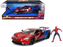 Jada - 2017 Ford GT with Spider Man Diecast Figurine "Marvel" Series 1/24 - Red and Blue