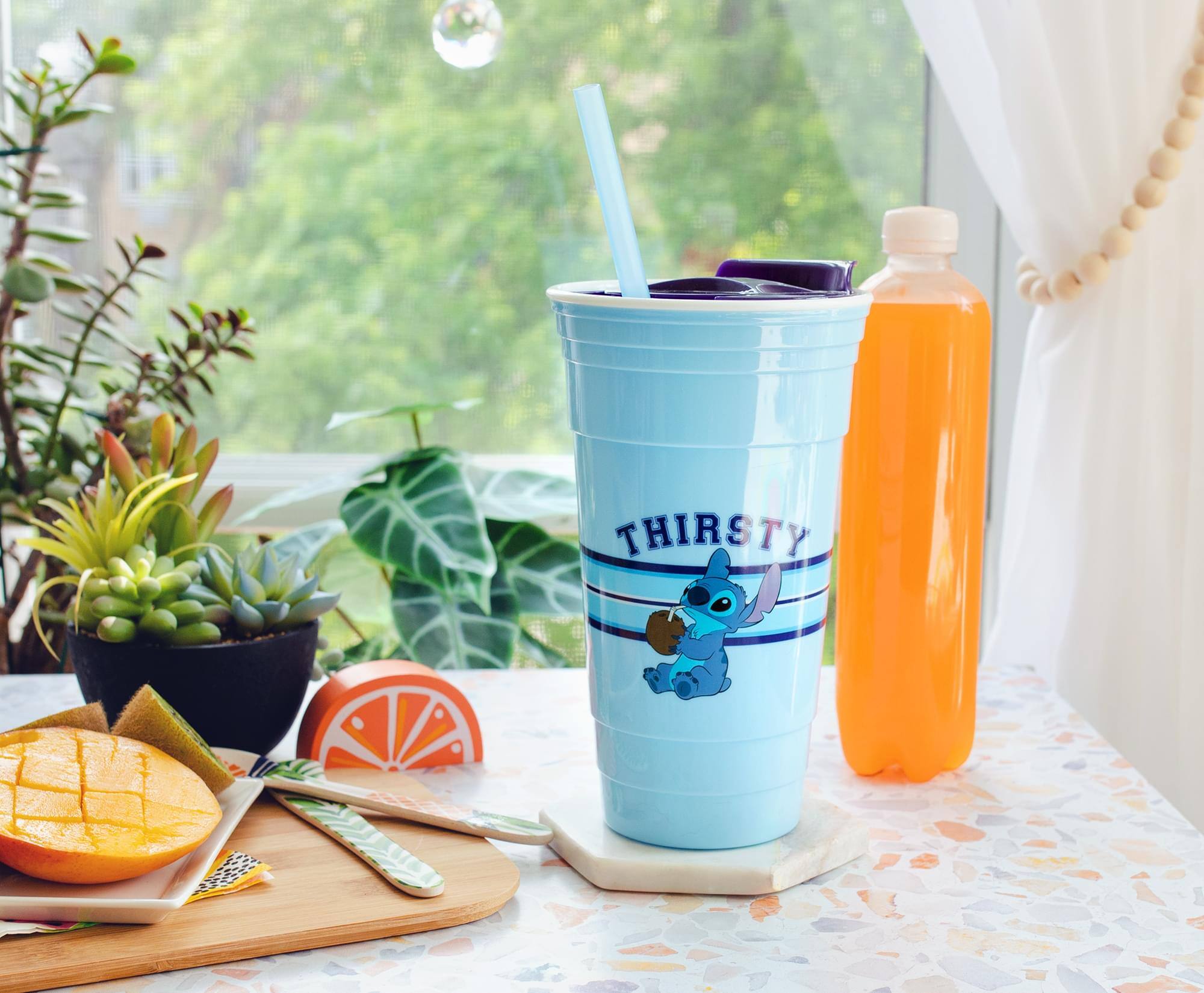 Alt View 5. Silver Buffalo - Disney Lilo & Stitch "Thirsty" Tumbler With Lid and Straw | Holds 32 Ounces - Blue.