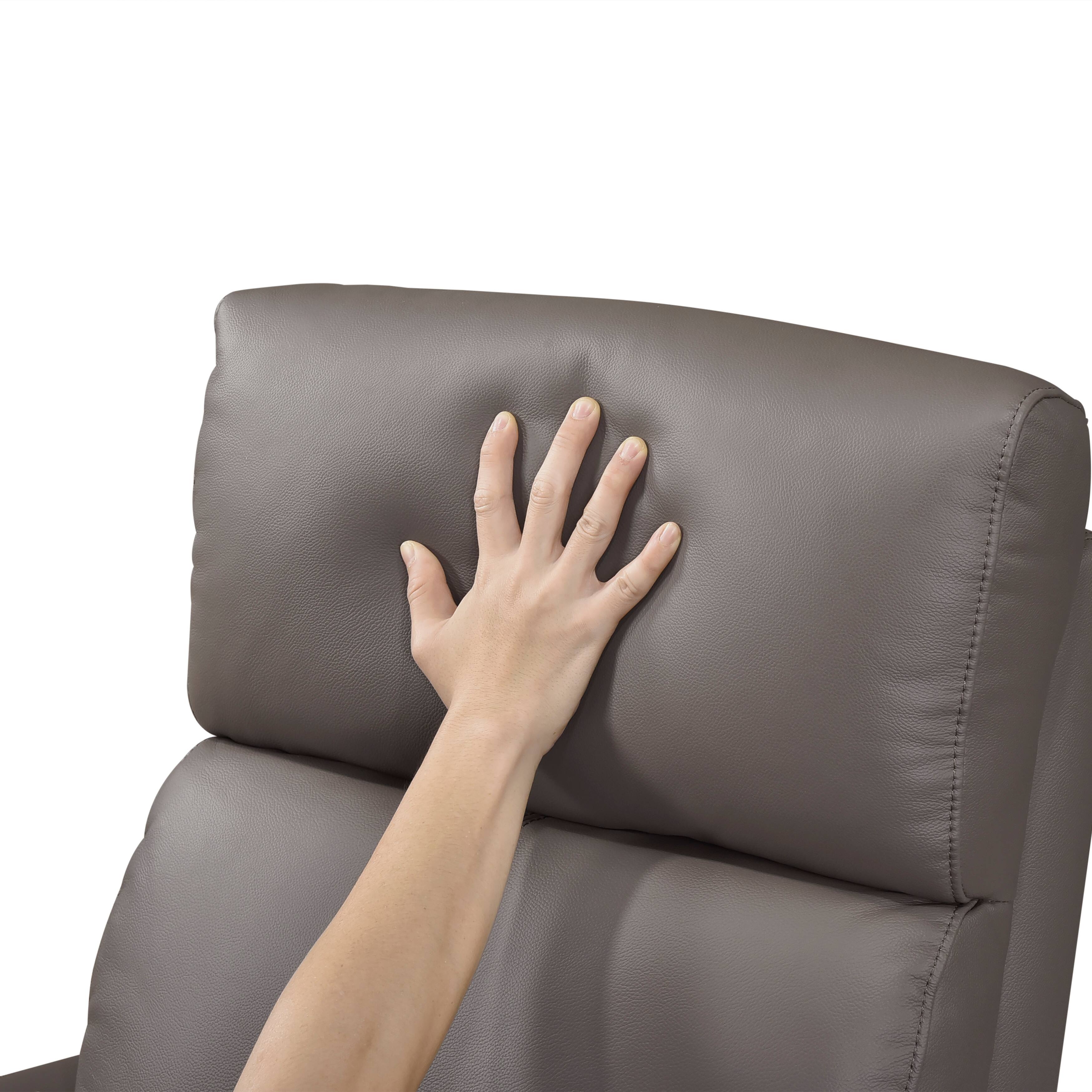 Alt View 2. TinyHomie - 1pc Glider Recliner Chair with Swivel Motion Mocha Leather Upholstery Luxury Comfort Solid Wood Living Room Furniture - Mocha.