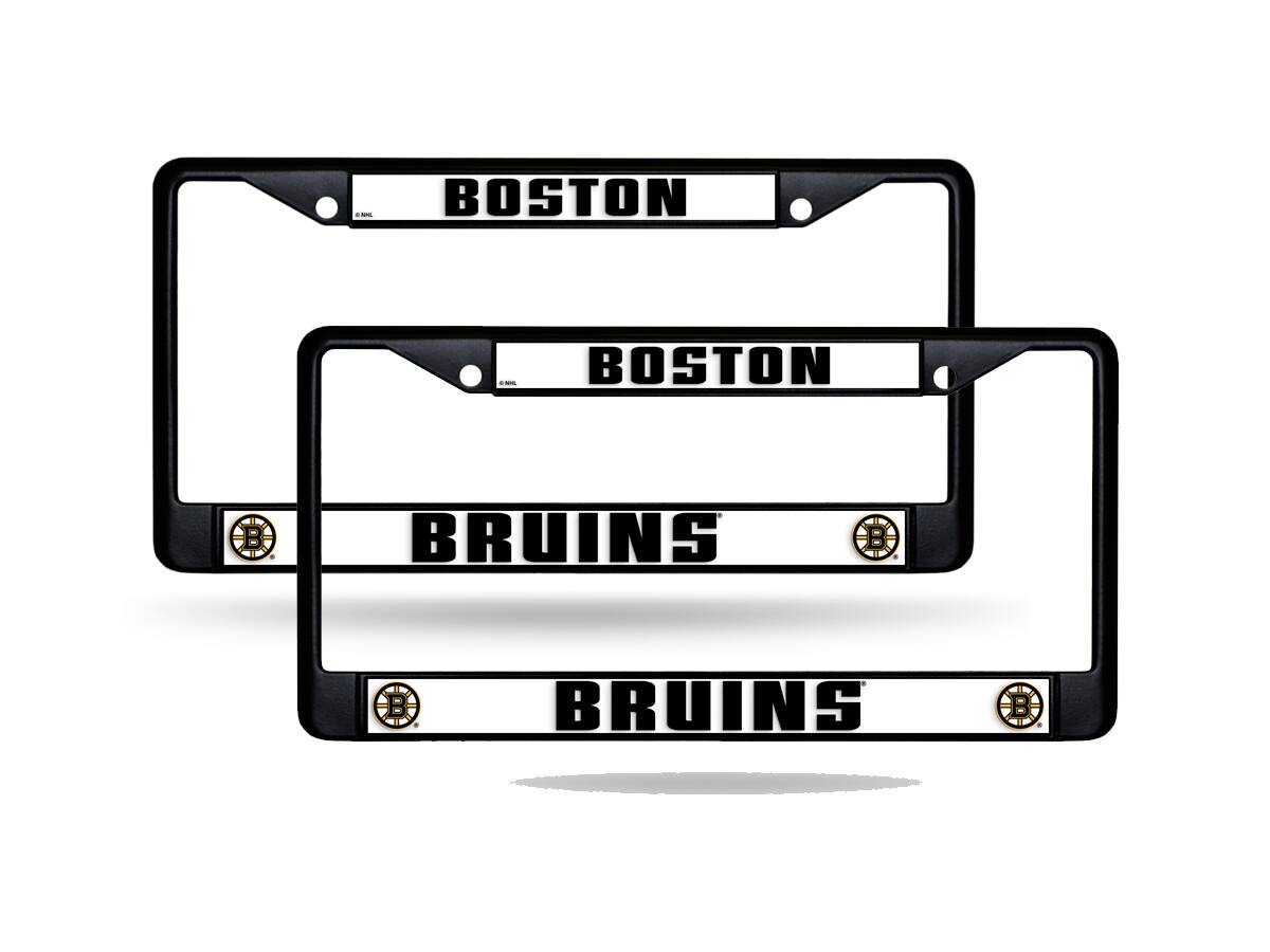 Boston Bruins NHL Black Metal (2) License Plate Frame Set