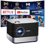 Aurzen - Smart Projector Native 1080p, 36W Speakers & DoIby Audio, Auto Focus Keystone, Netflix Official 500 ANSI - Black