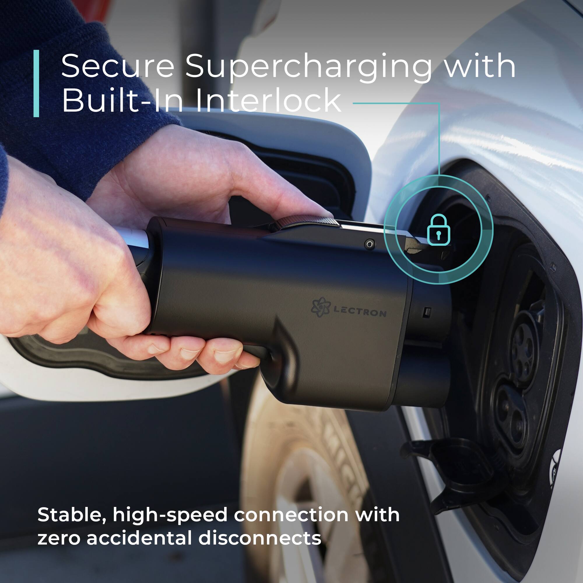 Secure Supercharging with Built-In Interlock

Stable, high-speed connection with zero accidental disconnects