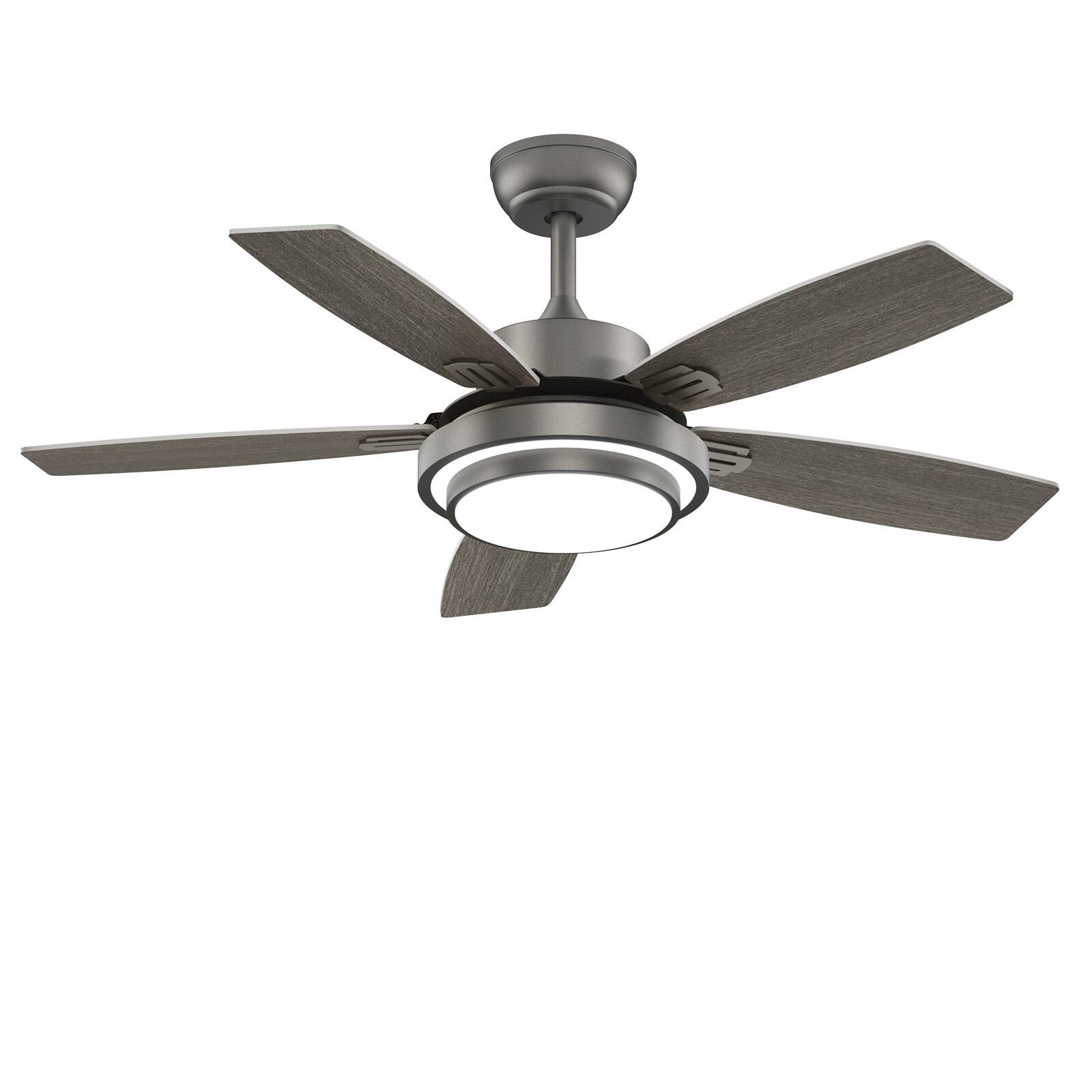 Alt View 5. Siljoy - 42-in Gray Ceiling Fan with Gray and Oak Color Blades Ceiling Fan With Light - Remote Included - Gray.