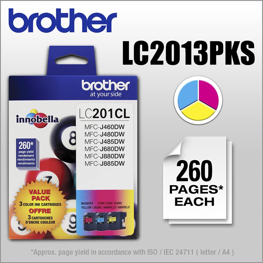 Alt View 11. Brother - LC2013PKS Standard-Yield 3-Pack Ink Cartridges - Cyan/Magenta/Yellow.