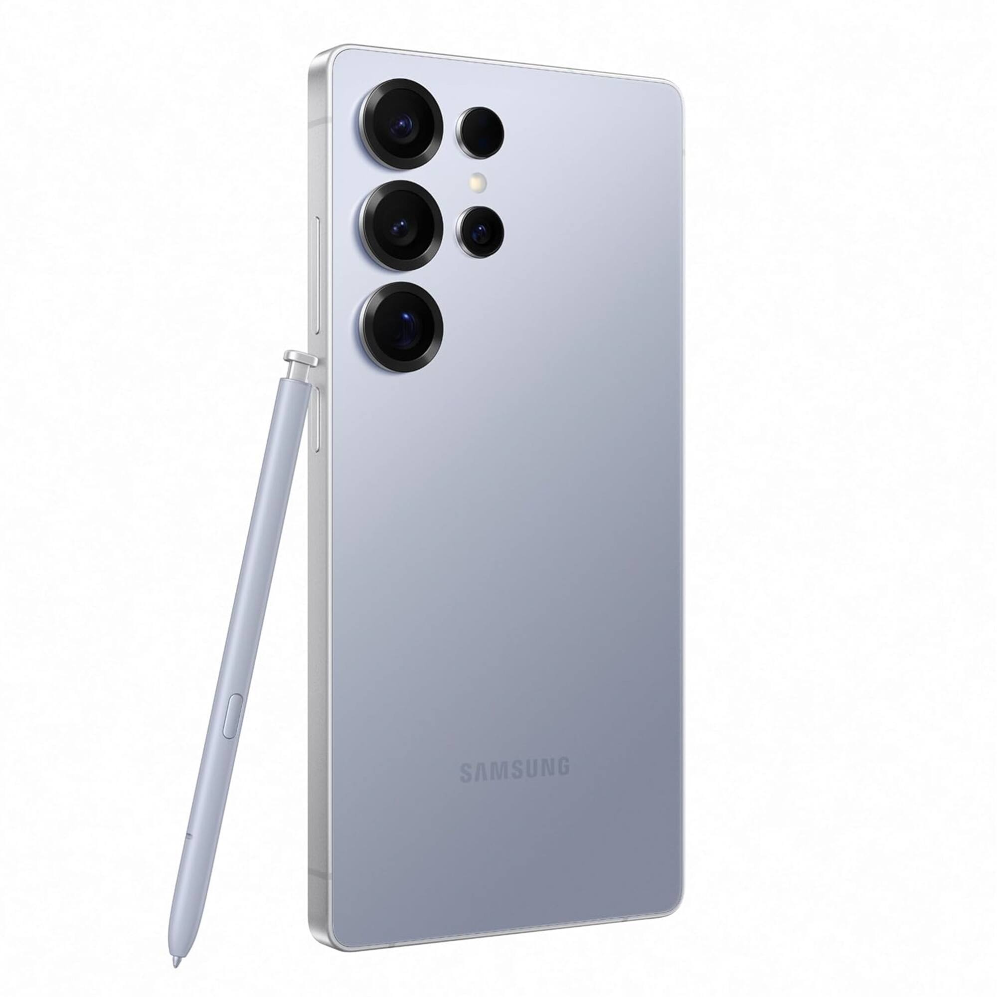 Angle. Samsung - Galaxy S25 Ultra 1TB 6.9" 5G Fully Unlocked, Titanium blue - Silver.